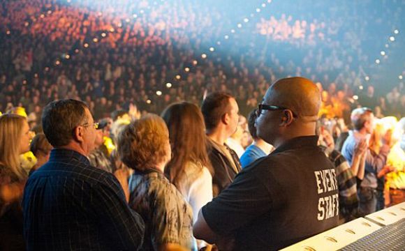 crowd shot spotlight